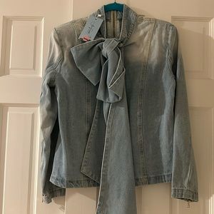 Maxi Bow Denim Blouse